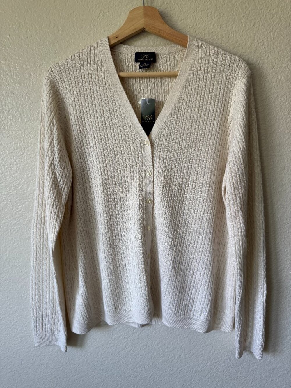 346 Brooks Brothers Cream Silk Cashmere Blend Knit Cardigan Sz XL Preppy Classic